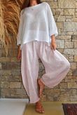 Sundaze Cheesecloth Chalk Stripe Classic Barrel Pant Rose
